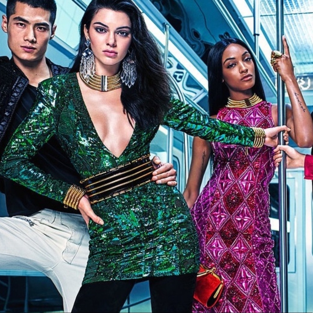 BALMAIN X H&M sequin embroided dress